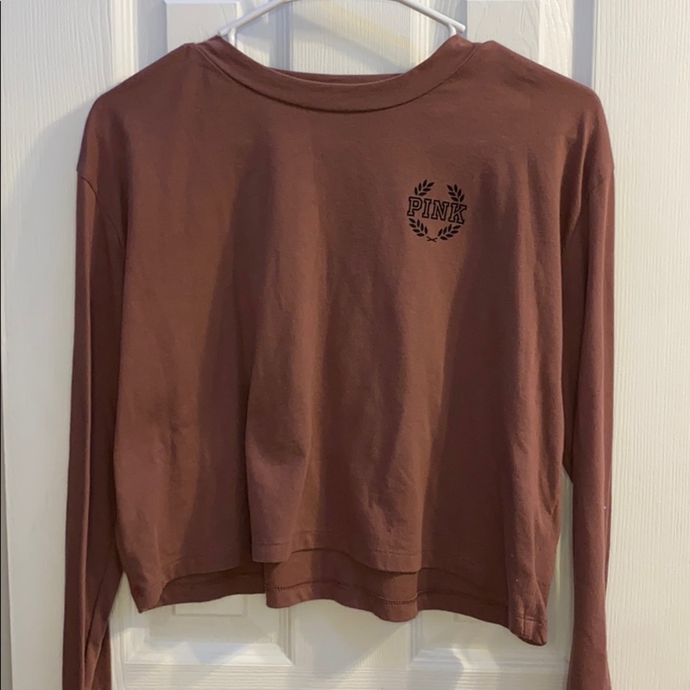 mauve PINK long sleeve crop top